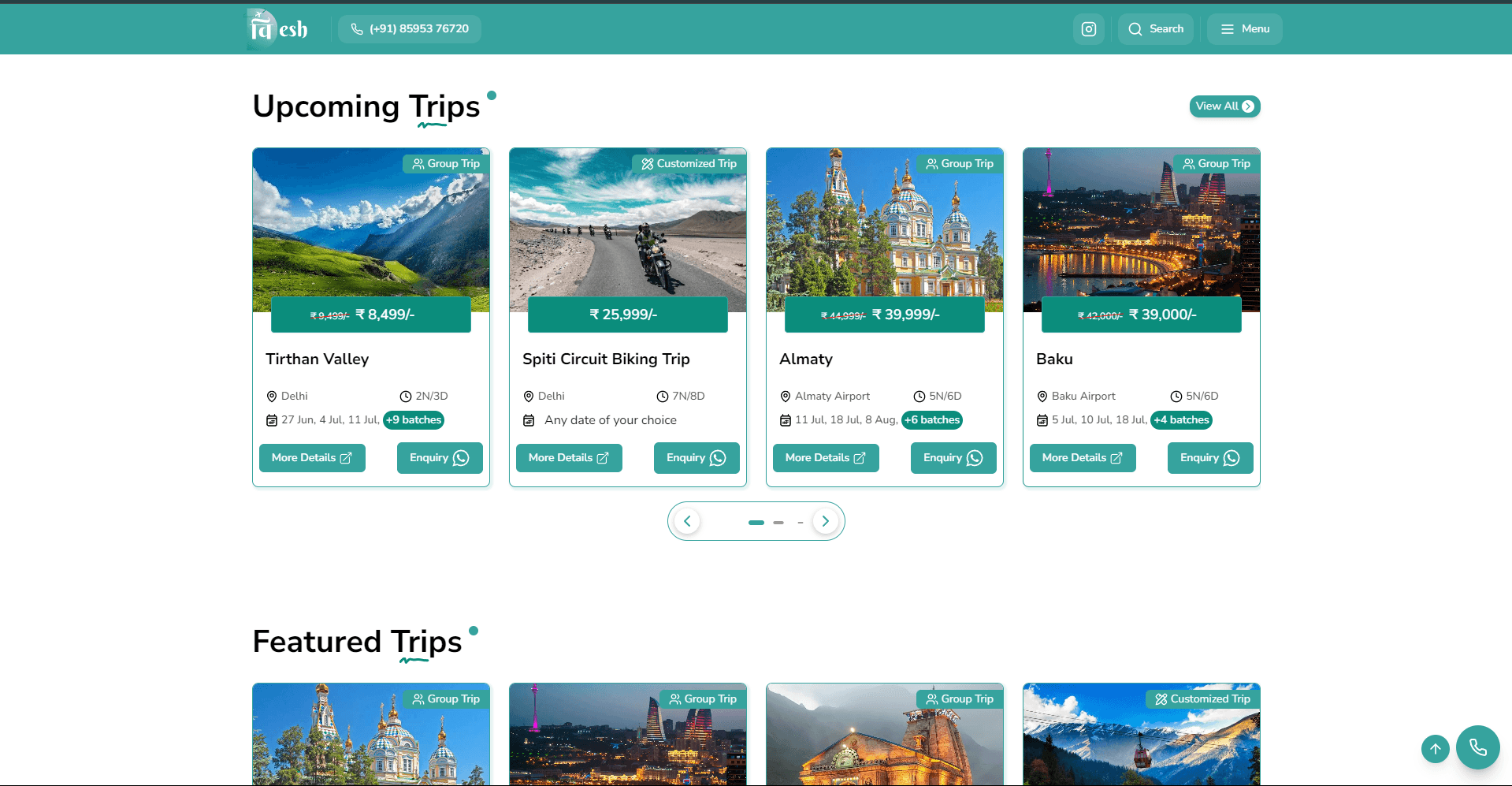 Trips & Tours Section